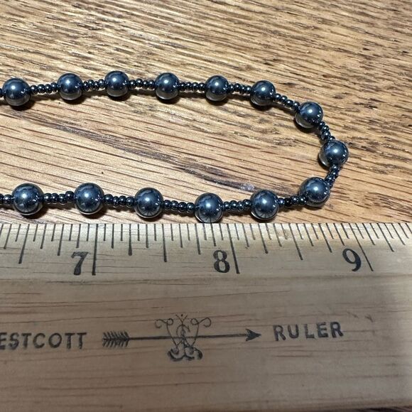 VTG Genuine Hematite Handcrafted Necklace Barrel Clasp 18” - Picture 3 of 4